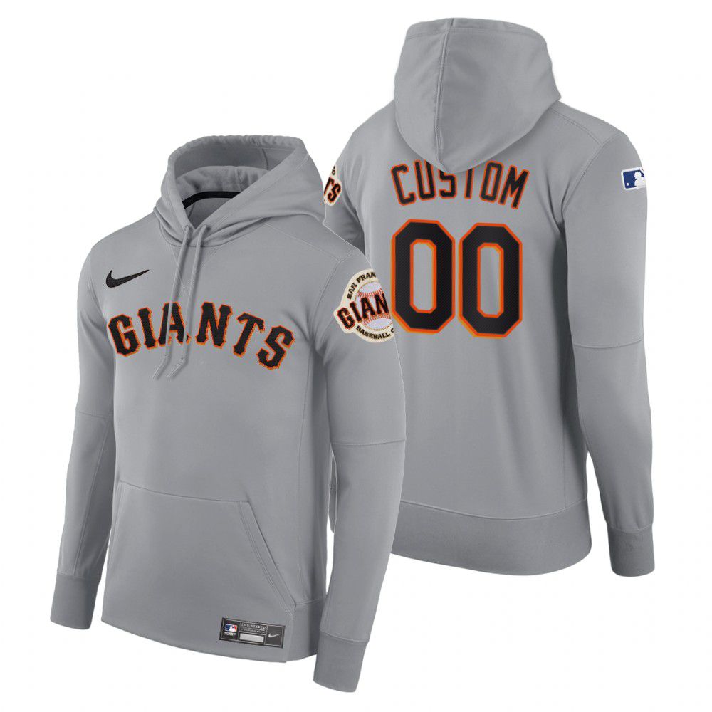 Men San Francisco Giants #00 Custom gray road hoodie 2021 MLB Nike Jerseys